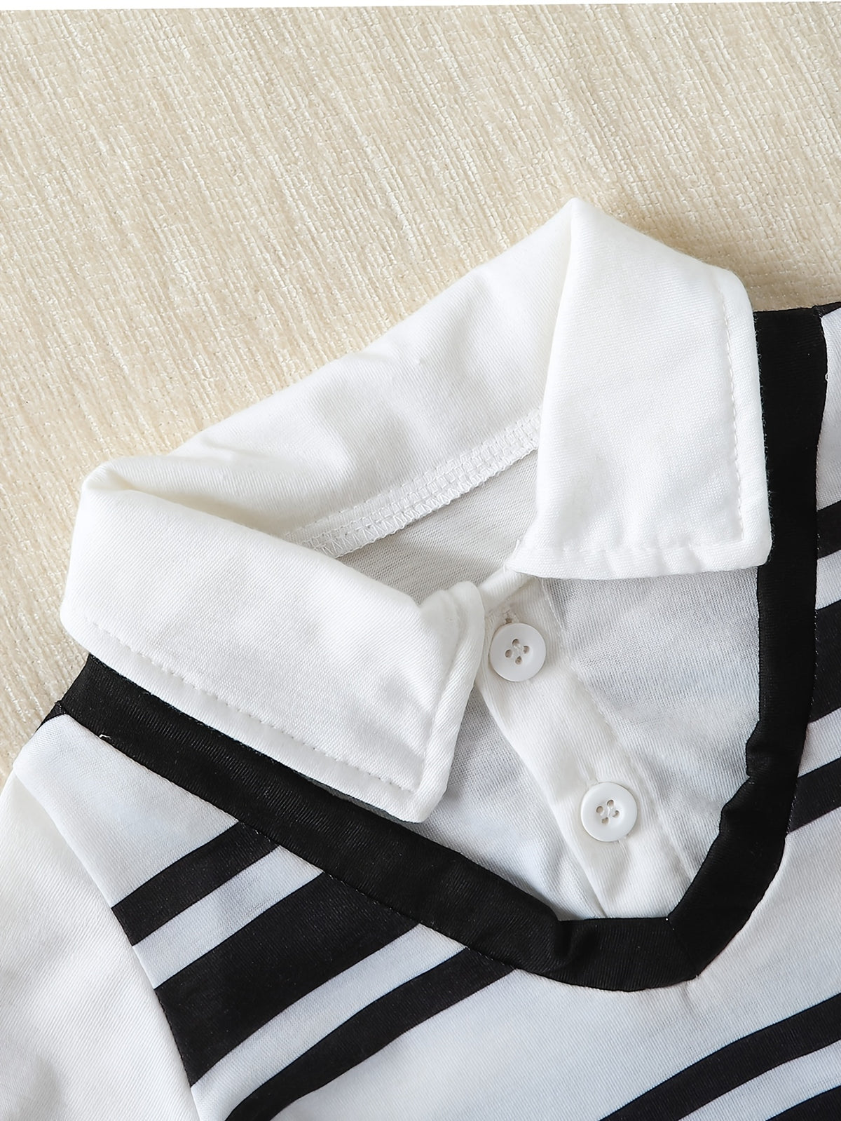 Casual Boys' Striped Collar Shirt & Shorts Set for Spring/Fall - ayq