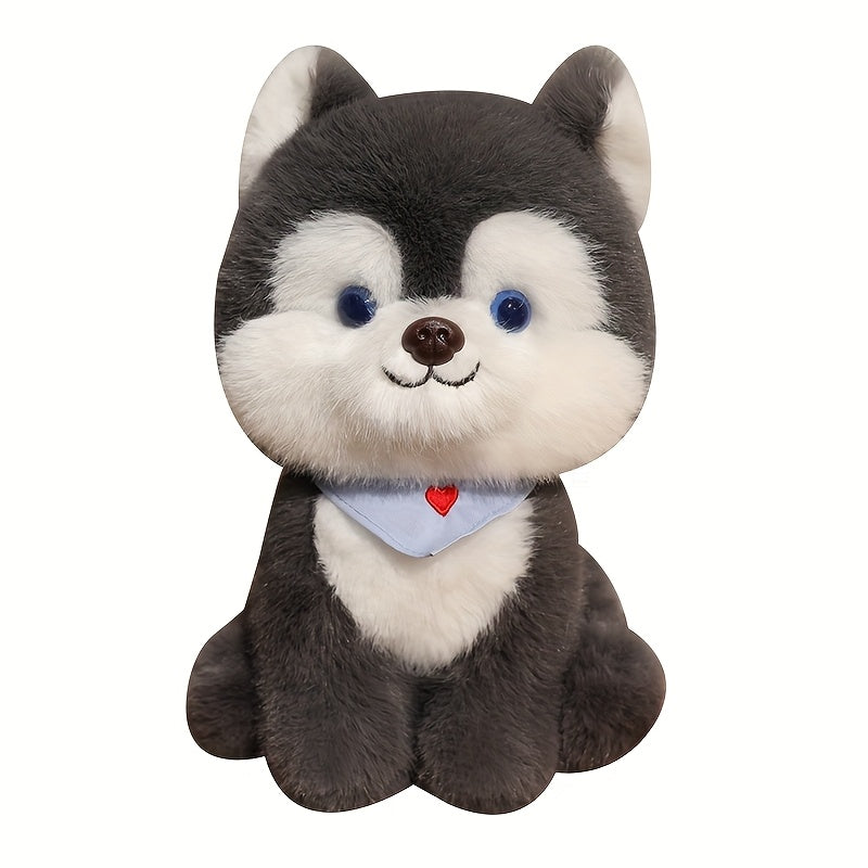 25cm/9.84in Cute Cartoon Husky Dog Plush Toy, Super Soft Stuffed Animal, Perfect Cuddly Gift for Boys and Girls, Birthday Party or Holiday Home Decor