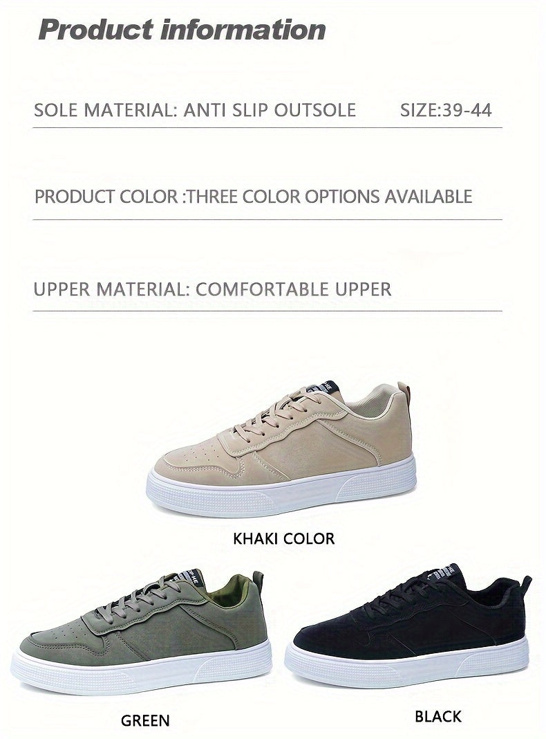 Men's Plus Size Breathable Casual Sneakers - Versatile All-Season Green Skate Shoes with Soft PU/PVC Sole, Lace-Up, Round Toe Design for Business & Social Events