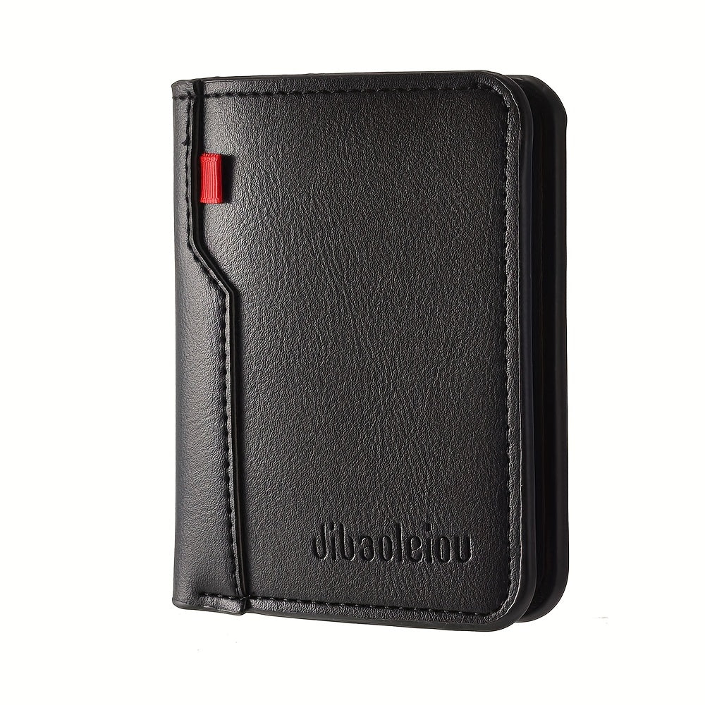 1pc Men'S Vintage Faux Leather Credit Card Wallet, Slim and Soft Design, Multiple Card Slots, Business Style Driver'S License Card Holder, Travel Zero Wallet