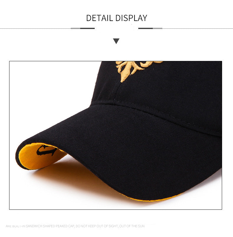 Men's Embroidered Letter Baseball Cap - Adjustable Snapback, Sun Protection, Rayon, Black with Golden Embroidery, Casual Sport Hat for All Seasons