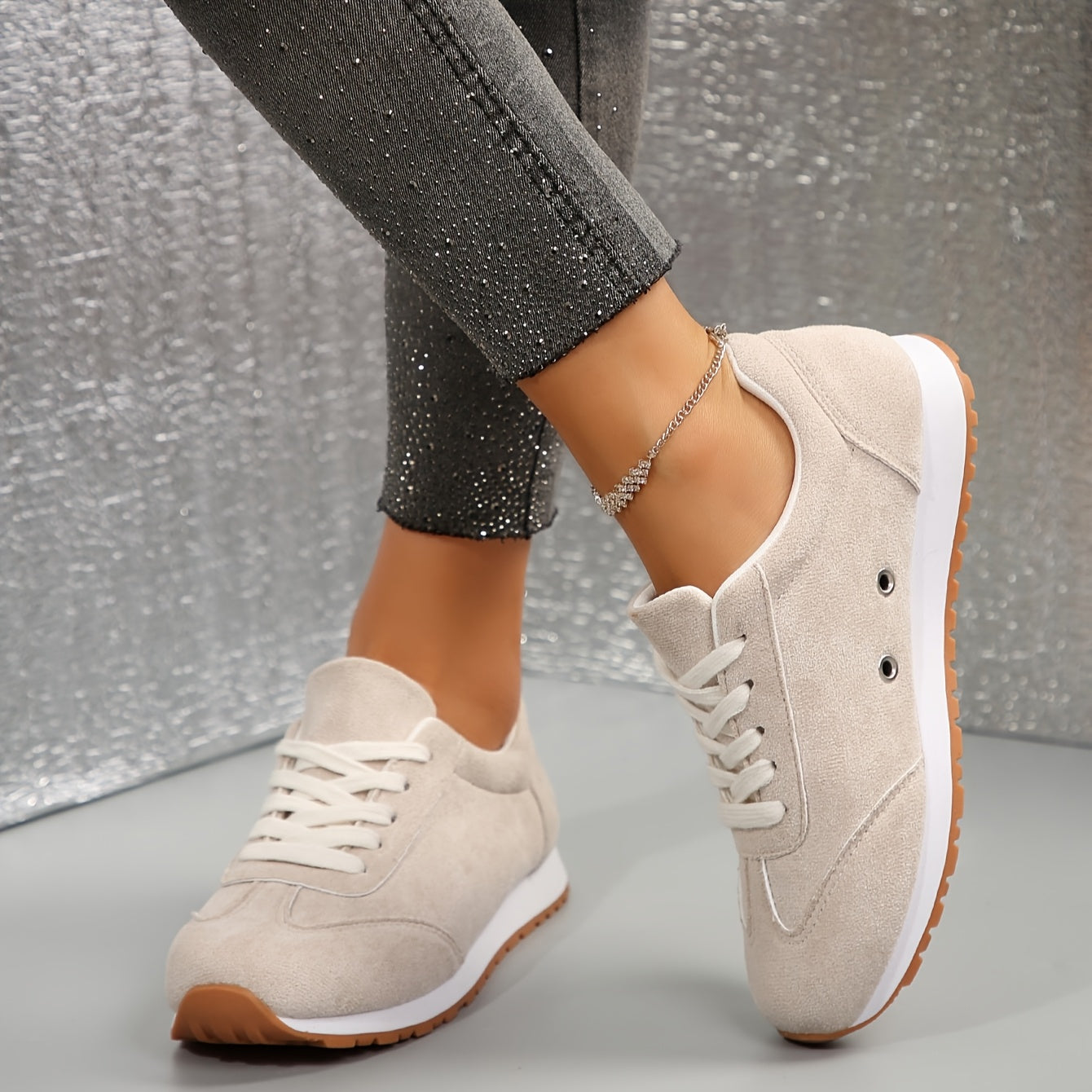 Women'S Lightweight Fabric Sneakers, Breathable Soft Versatile Casual Sports Shoes with TPR Sole and Man Made Insole