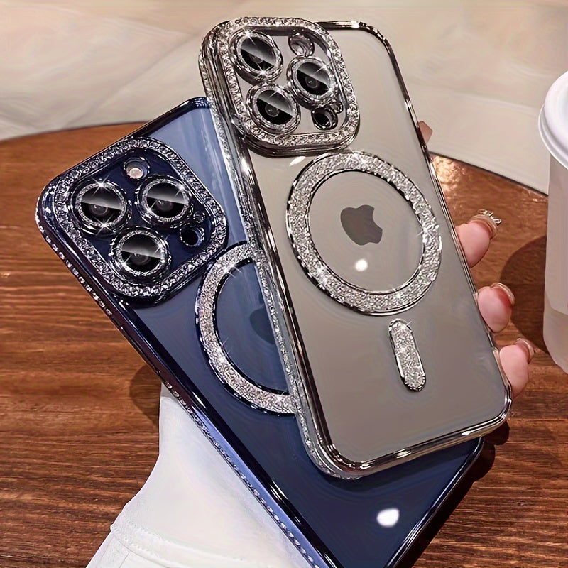 Նոր ոճի Magnetic բջջային հեռախոսի պատյան Rhinestones-ի համար iPhone 16 15 14 13 12 11 Plus Pro Max-ի համար