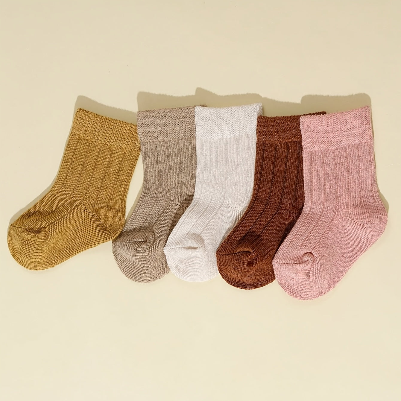 5-Pack Unisex Baby Toddler Mid-Calf Socks, Breathable Polyester Knit, Non-Slip, Hand Wash Only, All-Season Sports Socks