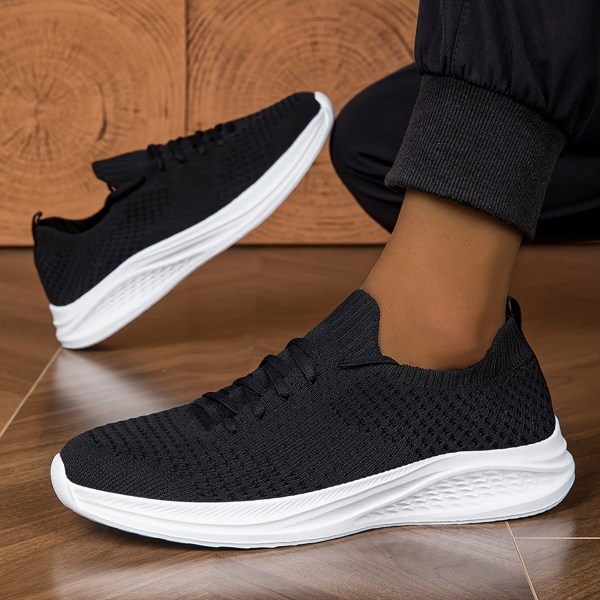Men's Casual Running Shoes, Walking Tennis Sneakers, Lightweight Breathable Soft Sole Woven Work Shoes