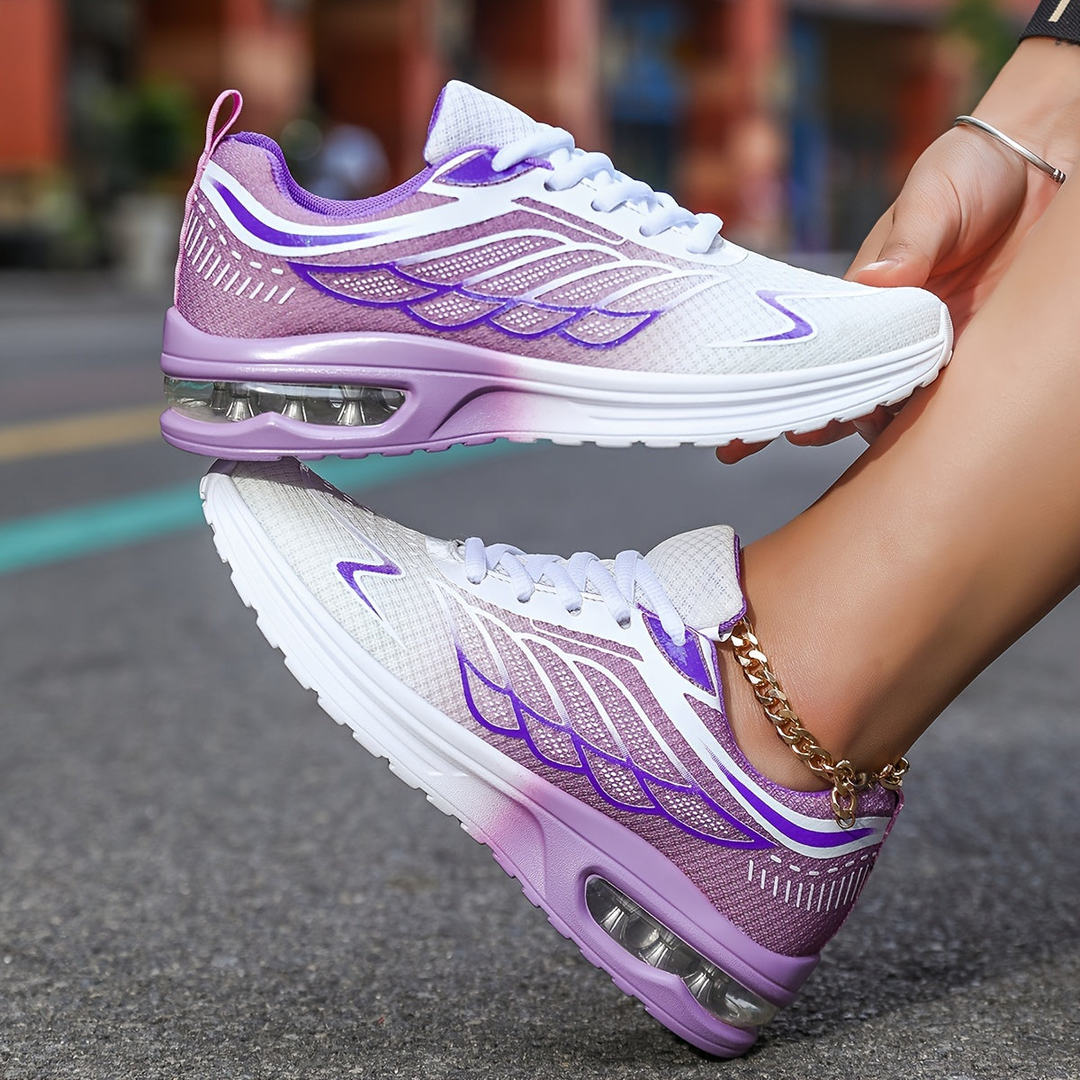 Women'S Casual Running Shoes, Lightweight EVA Upper Inner, Fabric Insole, Faux Sole, Lace-Up Low Top, All-Season Solid Color, Flame Air Cushion Design, New Style 720