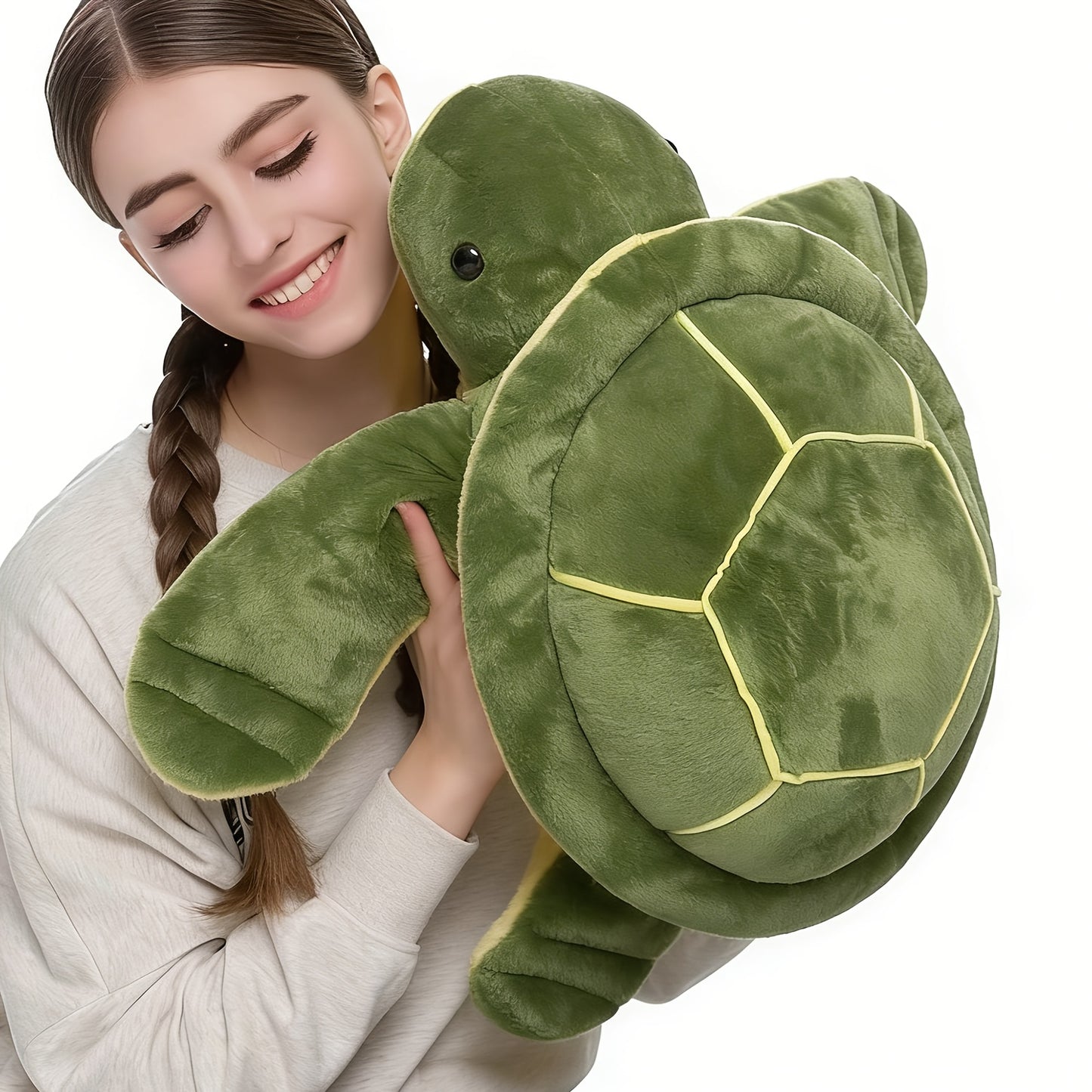 Cuddly Sea Turtle Plush Toy with Big Eyes - Soft Polyester Stuffed Animal in Assorted Greens, Perfect for Youngsters & Girlfriends