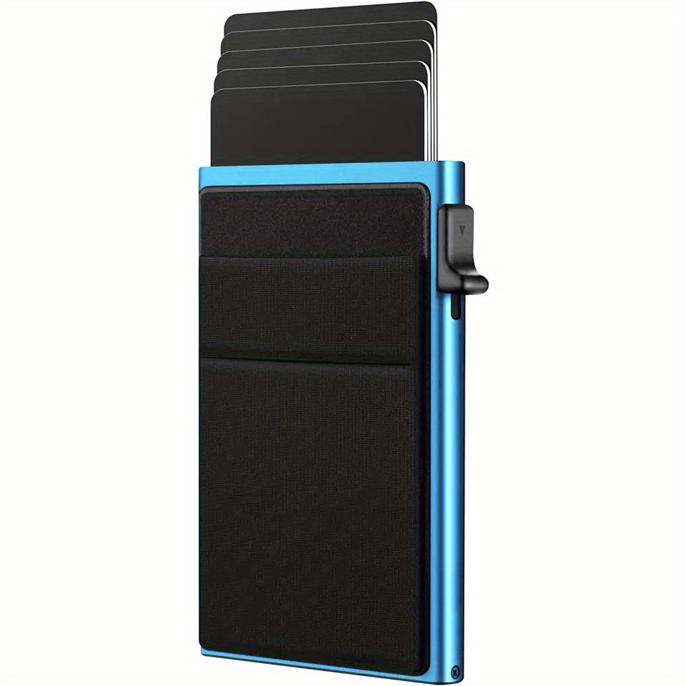 Simple RFID Blocking Aluminum Alloy Credit Card Holder with Money Bag for Men