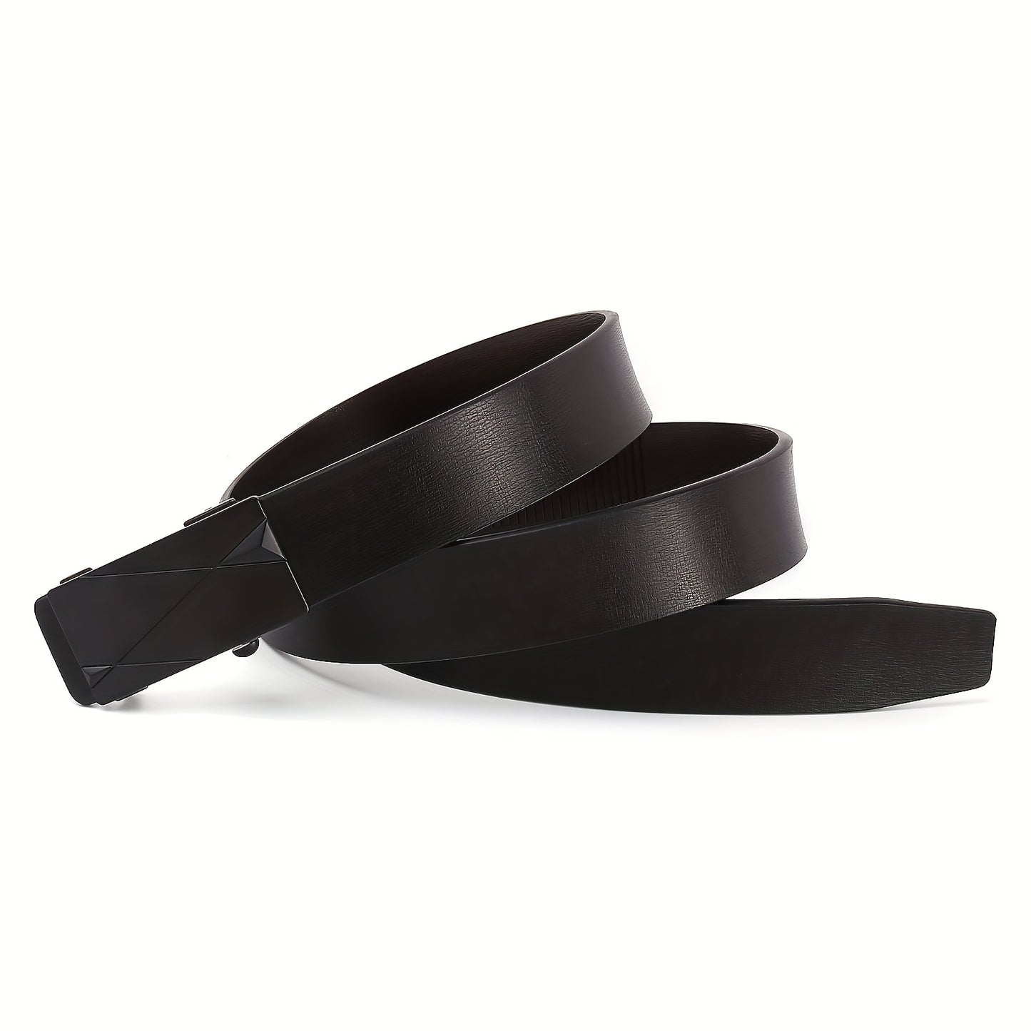 Տղամարդկանց Luxury Automatic Buckle Faux Leather Belt - Խնամված սև ոսկեգույն երկրաչափական ճարմանդով, Business Casual Style, Հարմարավետության համար հարմարեցված հարմարեցում, Business Casual աքսեսուար | Բարդ գոտիների դիզայն | Խնամված սև ավարտ