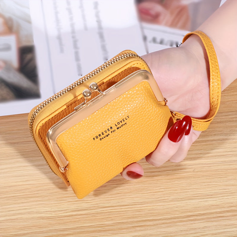 Small Credit Card Bag For Women, Multi Functional Kiss Lock Wallet, Fashion Zipper Coin Purse