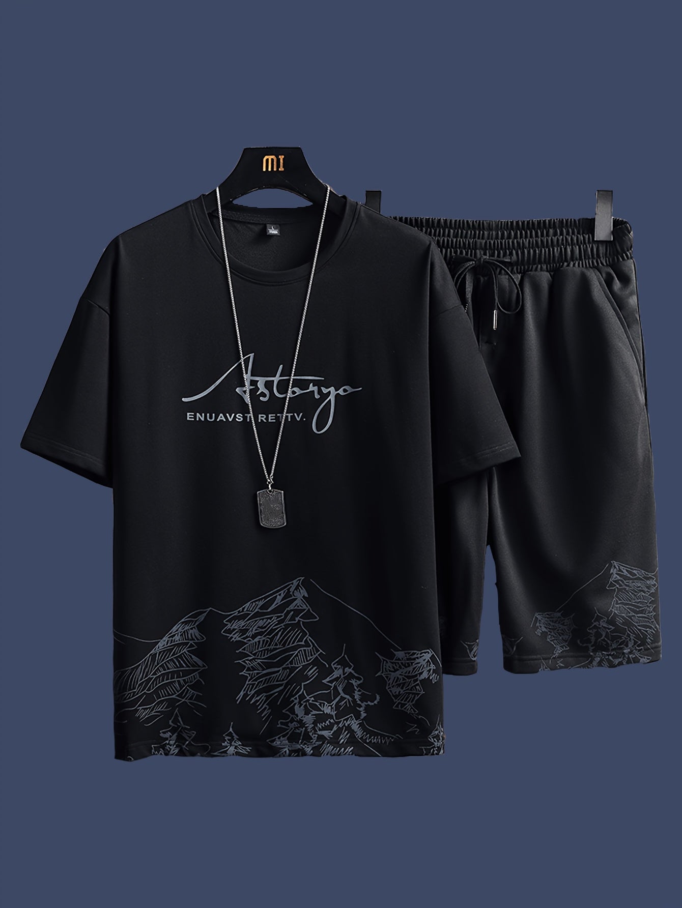 Men's Casual 2pcs Set: Crew Neck Short Sleeve T-Shirt & Drawstring Shorts - Breathable Polyester, Summer Fashion
