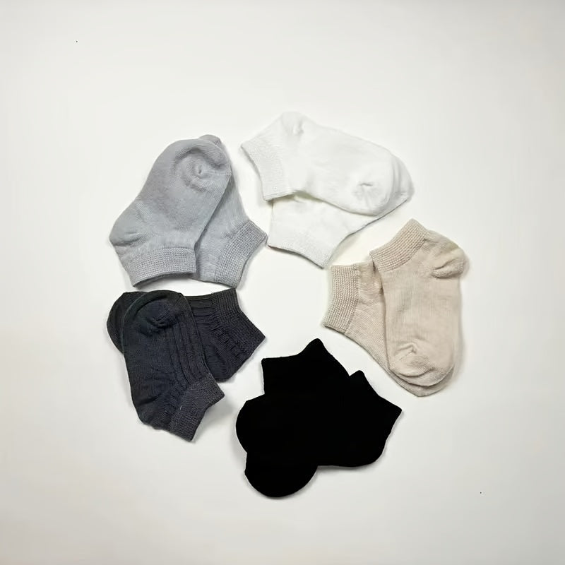 5pcs/3pcs Cute joyful Face & Striped Cotton Blend Youngsters Socks - Perfect for Boys & Girls 0-5 Years, All Seasons