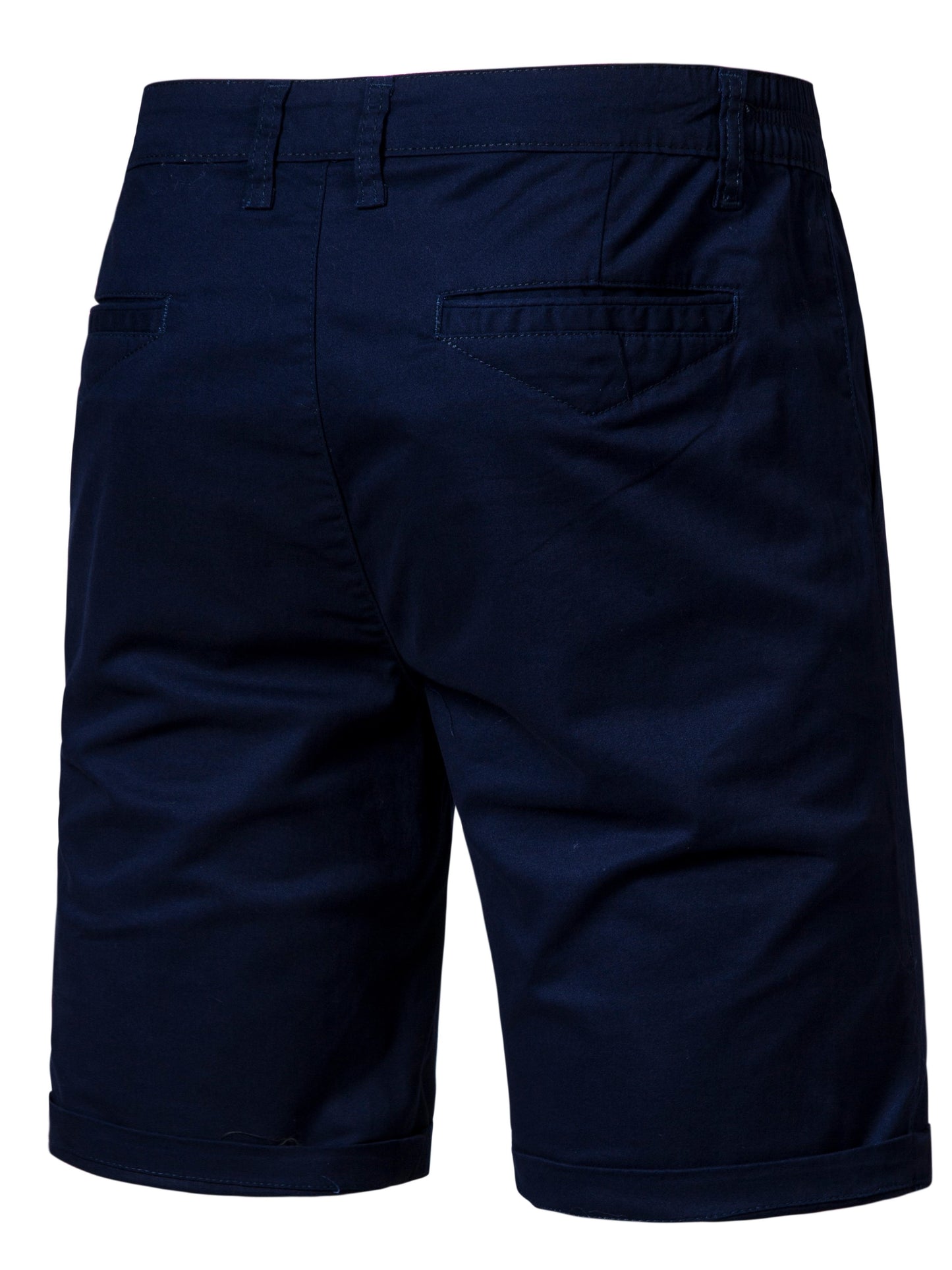 Men's Classic Fit Cotton Twill Flat Front Solid Chino Short With Slant Pockets And Elastic Waist