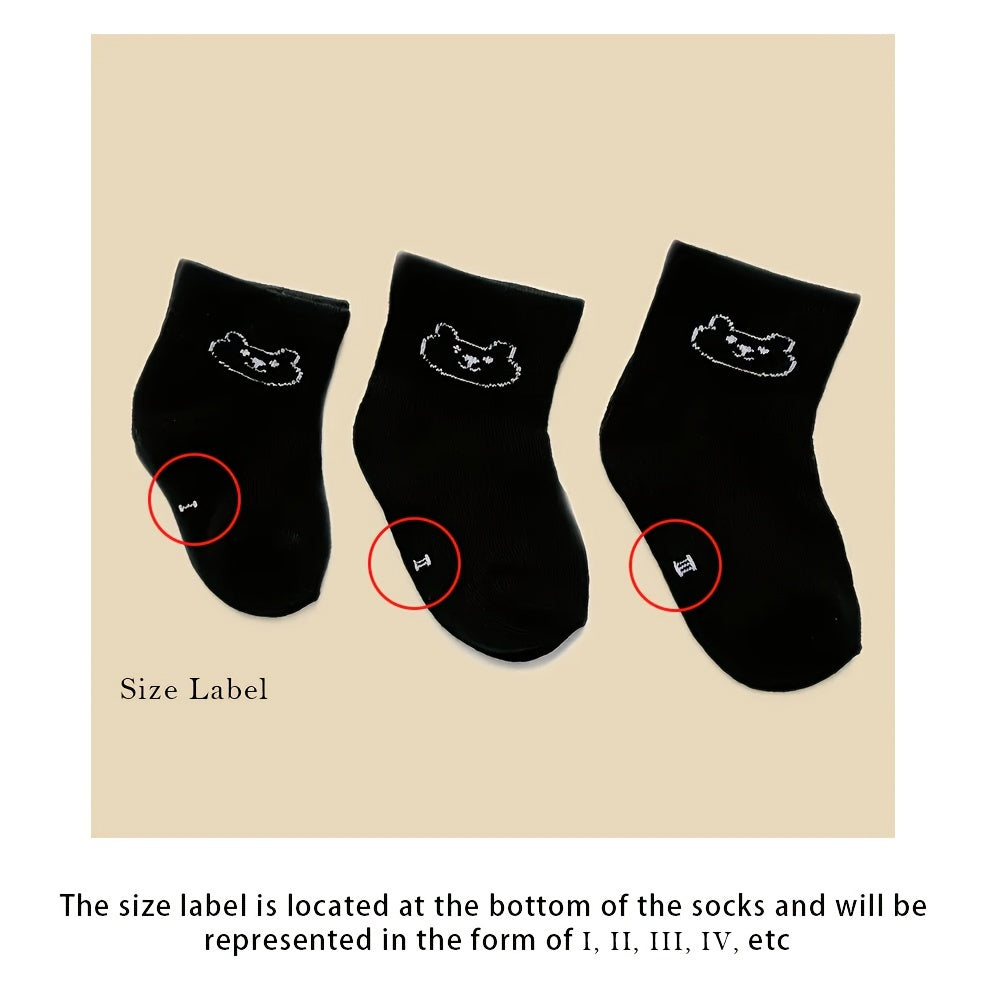 Baby Socks Cartoon Pattern & Solid Color Socks Newborn Toddler Boys Girls Baby Socks Kids Socks 5pairs/set