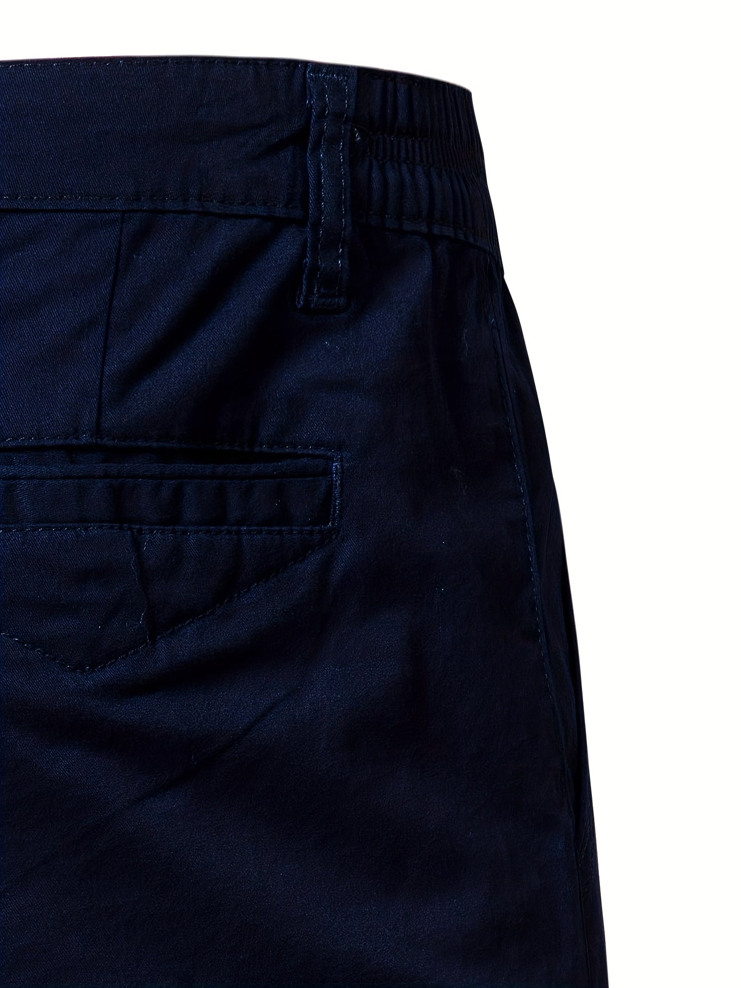 Men's Classic Fit Cotton Twill Flat Front Solid Chino Short With Slant Pockets And Elastic Waist