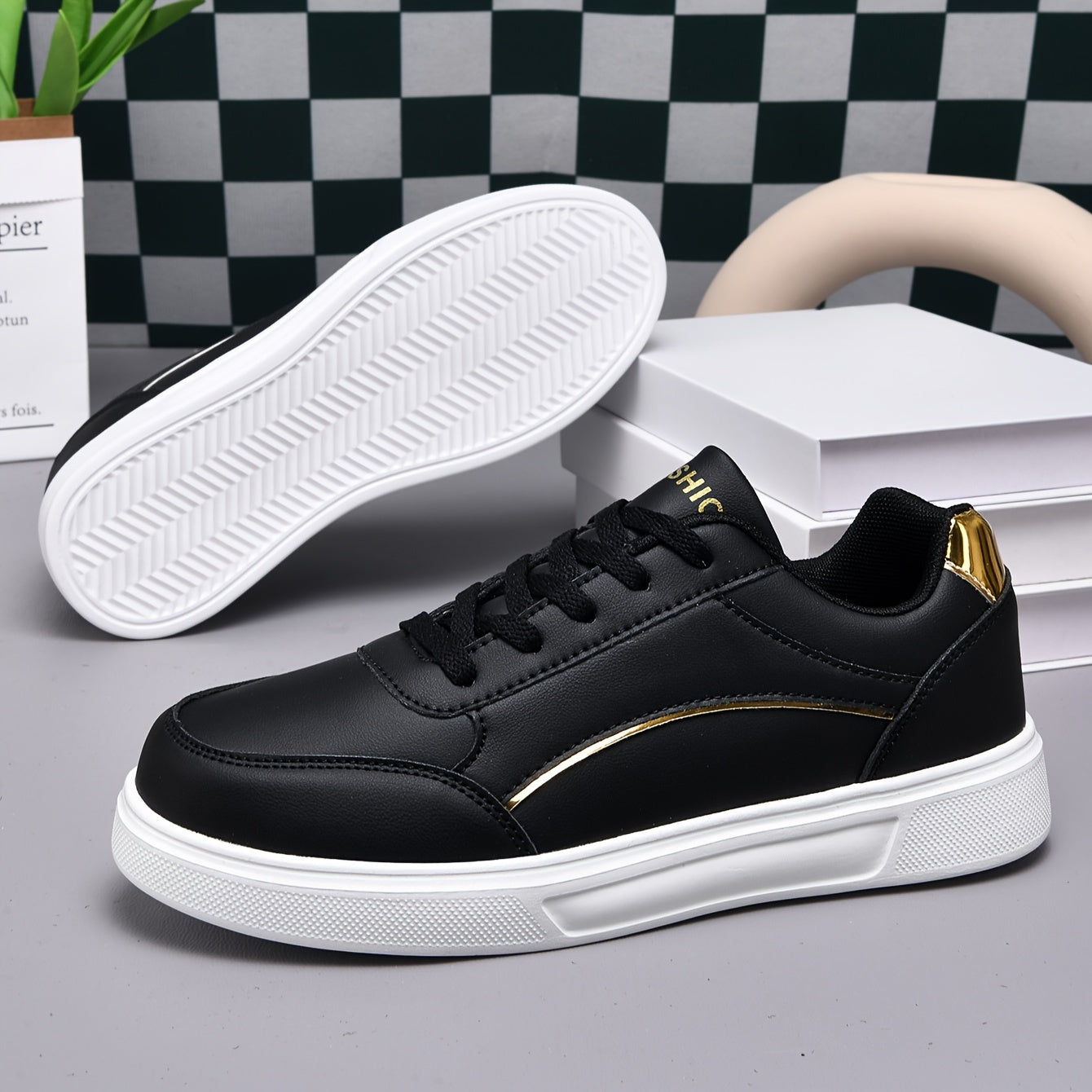 Men'S Fashion Sneakers, Casual Low-Top Retro Thick Sole, EVA Sole, Faux, Fabric Lining, Lace-Up Closure, Versatile Athletic Outdoor Shoes, Skateboarding Shoes