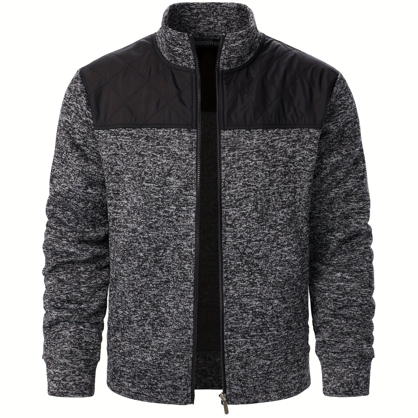 Men's Blocking Quilted Jacket For Spring And Autumn, Casual Stylish Outdoor Stand Collar Coat As Gift