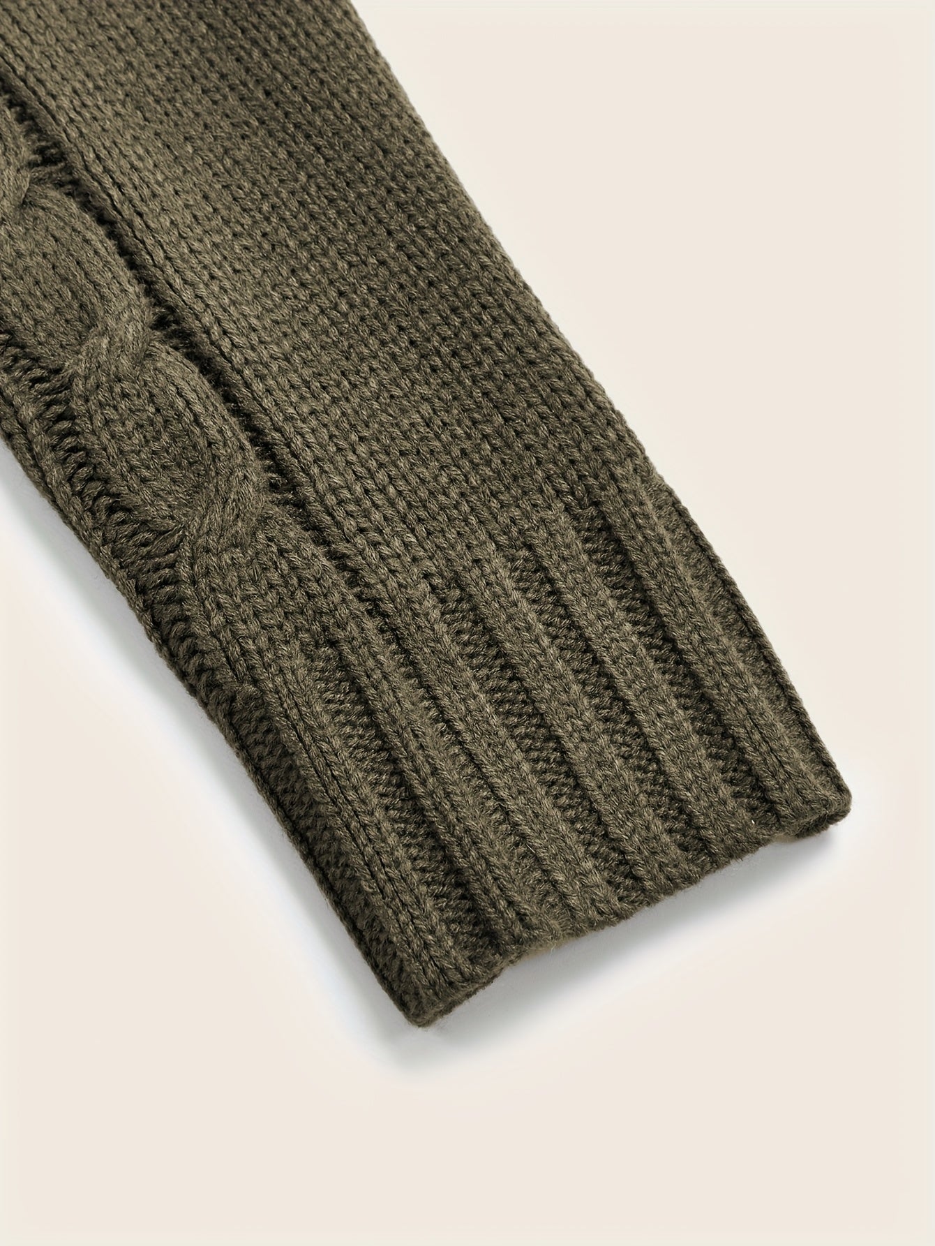 Men's Casual Knit Cardigan | Olive Green Acrylic Sweater | V-Neck with Button Closure | Textured Cable Knit Design | Machine Washable | Ideal for Autumn/Winter, Knit Sweater