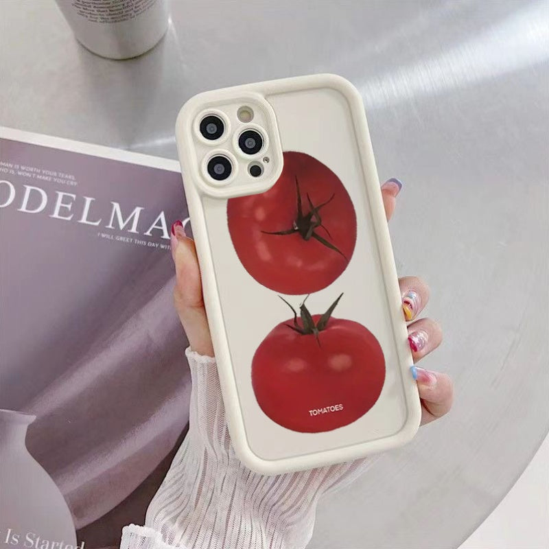 Cartoon Tomato Printed TPU Shockproof Phone Case Compatible with Iphone Models Including 16, 15 Pro Max, 15 Plus, 15 Pro, 15, 14 Pro Max, 14 Plus, 14 Pro, 14, 13 Pro Max, Pro Max, 12 Pro Max, 12 Pro, 12, 11 Pro Max, 11 Pro, 1