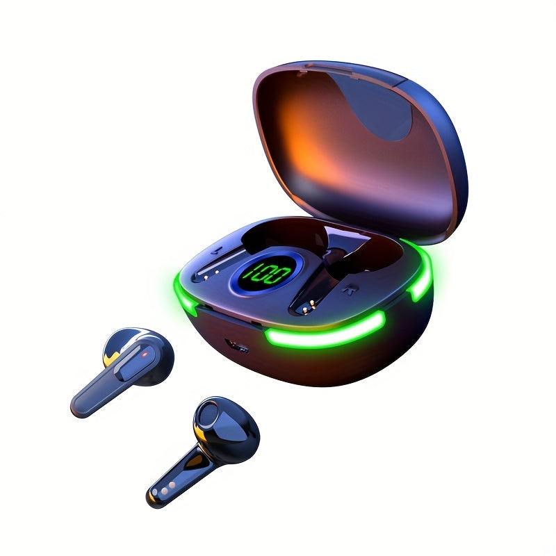 2024 Upgraded Wireless Earbuds with LED Display - Touch Control, In-Ear TWS Headphones for Sports & Gaming, Compatible with iOS/Android, USB Charging Case Included, Non-Waterproof, Plastic Build, Wireless Listening|Stylish In