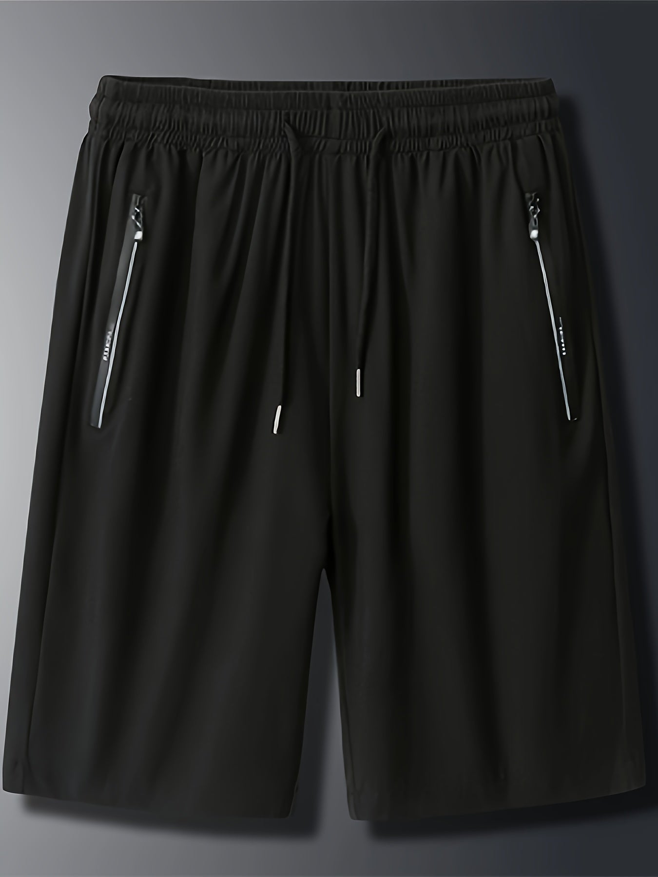 Men'S Summer Basic Shorts, Solid Color, Breathable Quick-Dry, Non-Stretch Polyester 100%, Regular Fit with Pockets, Lightweight 110g/m² Woven Fabric, Casual Sportswear