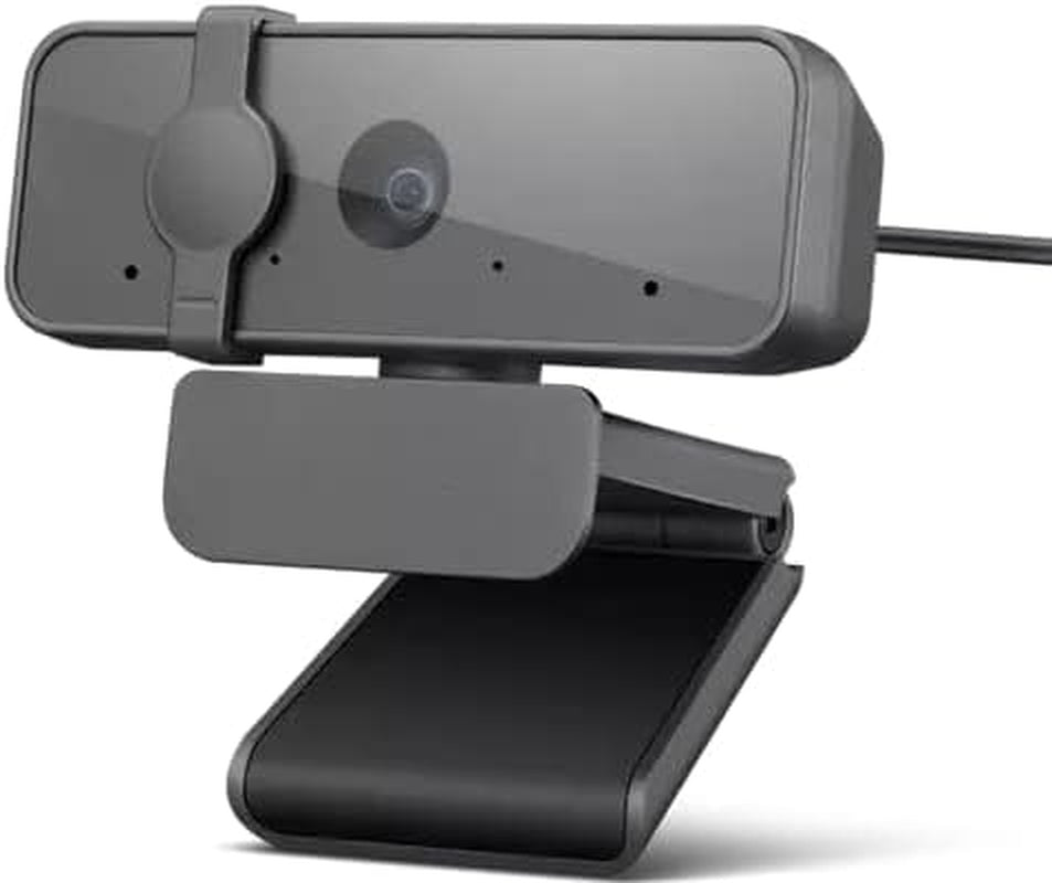 Lenovo NET_BO Essential FHD Webcam Grey, 1080P, Stereo Microphone, USB Camera for Live Streaming and Video Calling, Privacy Cover, Plug and Play, Desktop or Laptop, Windows, Mac, Grey