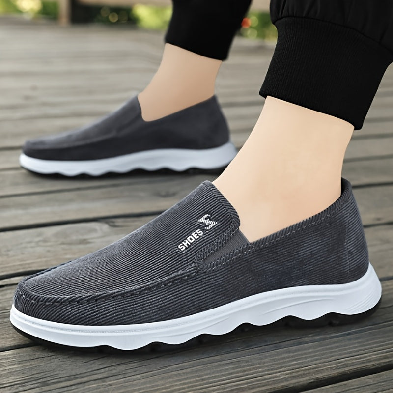 Men's Lightweight Breathable Canvas Loafers - Slip-On Casual Shoes for Walking, Driving & Outdoor Activities, Brown Fabric Upper with Rubber Sole, Comfortable and Stylish Design