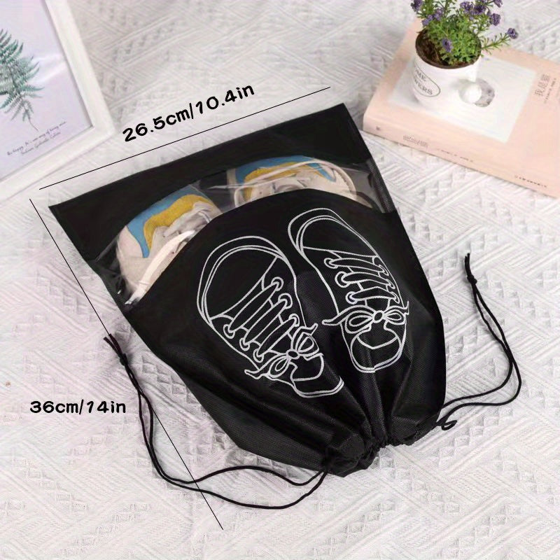 1pc Travel Shoe Storage Bag, Durable Non-woven Fabric, Drawstring Closure, Anti Yellowing, Moisture-proof, Perfect For Travel And Cushioning - Keep Shoes Free From Dust