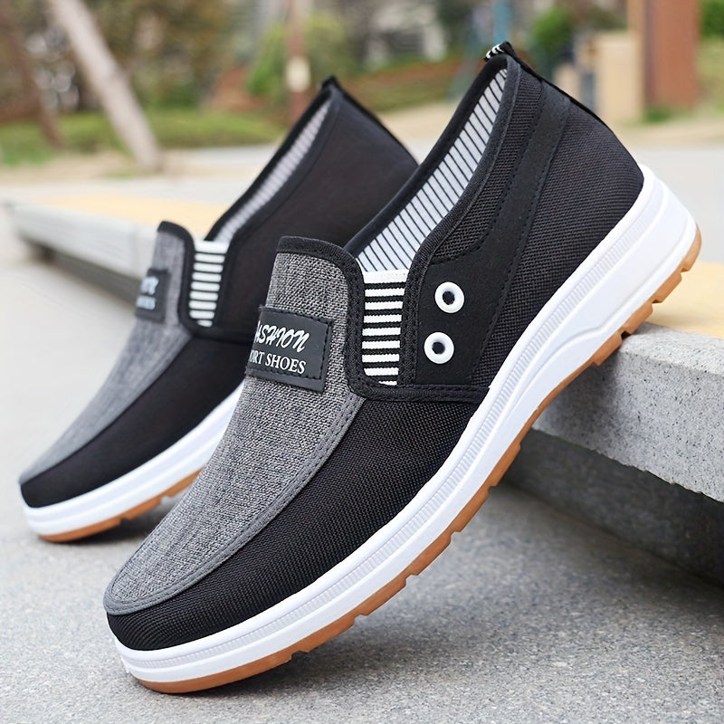 Low Top Men'S Casual Slip-On Fabric Upper Walking Shoes, Breathable, Comfortable, Solid Color, Fabric Insole, Faux Sole, Fabric Inner, with Rubber Sole for All Seasons