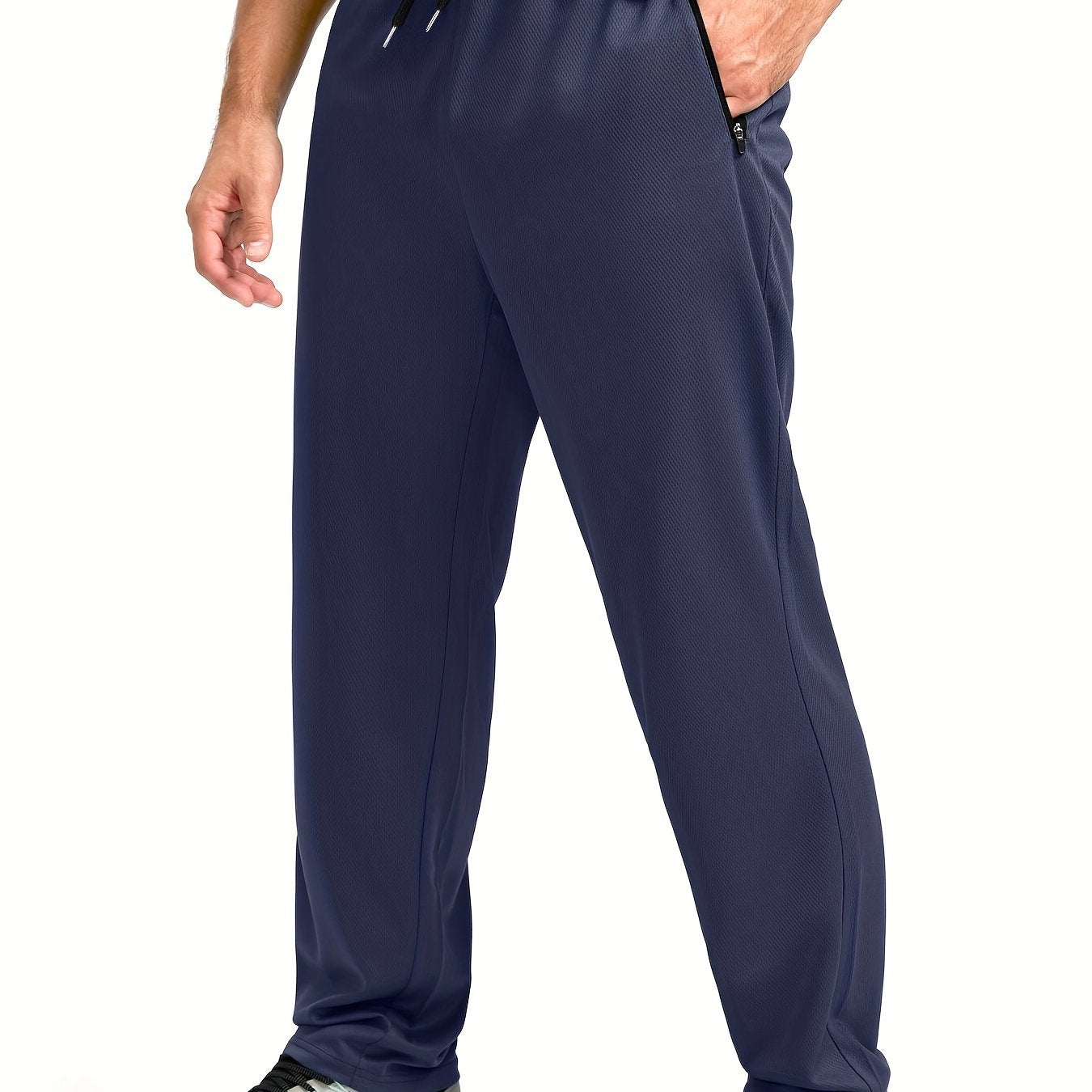 Men's Sports Pants With Drawstring And Zippered Pockets, Lightweight And Breathable Bottoms For Running/Casual Wear