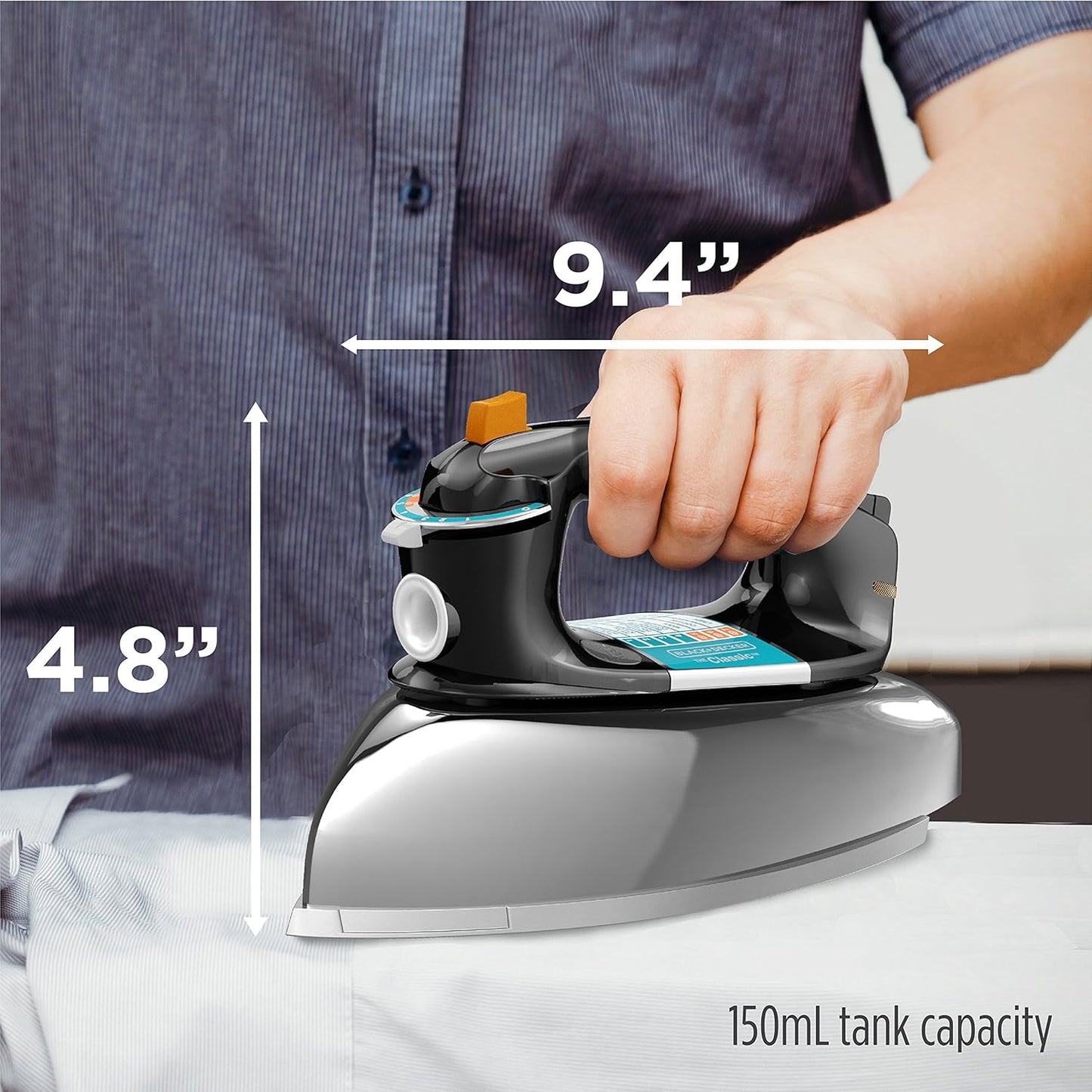 BLACK+DECKER the Classic Iron, F67E-T, Aluminum Soleplate, Steam or Dry Ironing, 7 Temperature Settings, Anti-Drip