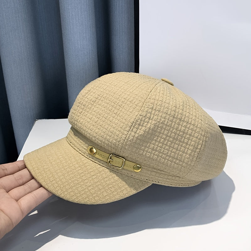 1pc Elegant Classic Newsboy Hat Lightweight Breathable Cap Solid Color Fashionable Hats For Women