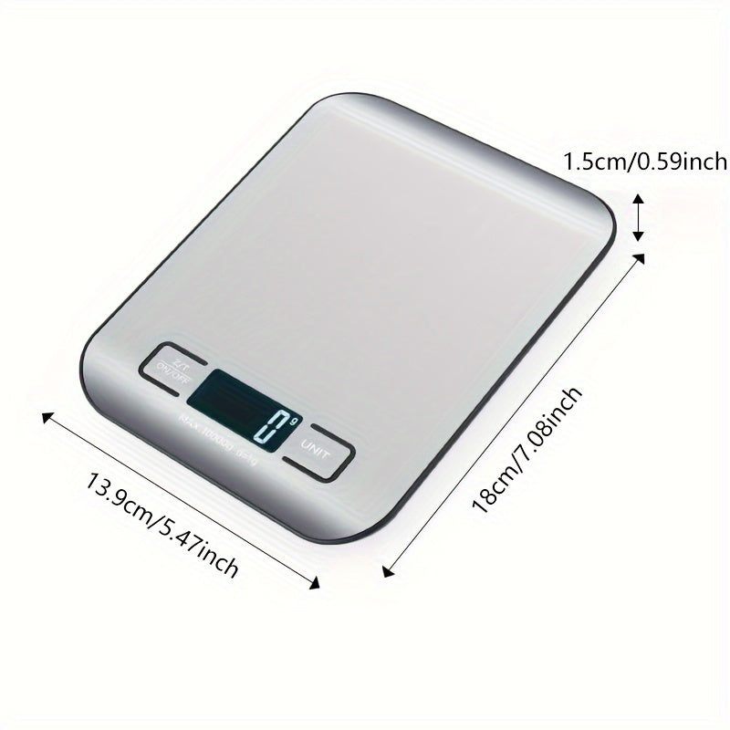 1pc High-Precision Digital Kitchen Scale, 22lb/10kg Capacity, Stainless Steel with LCD Display, Tare Function, Easy Clean, 6 Unit Measurements (g, oz, lb, kg, lb-oz), Ideal for Baking, Cooking, Coffee, and Packaging