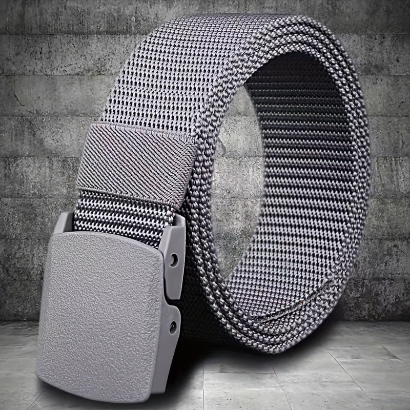 Nylon Belt with Smooth Buckle - Hypoallergenic, Casual Style for Men & Women, Perfect for Jeans & Outdoor Wear