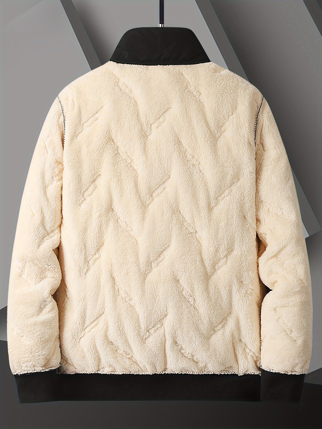 Men's Casual Warm Fleece Lined Jacket, Chic Zip Up Coat for Fall Winter