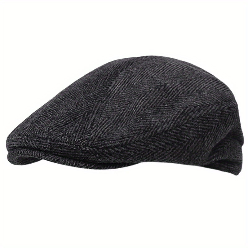 Men'S Knit Fabric Flat Cap - Textile Material ≥80%, Herringbone Pattern, Hand Wash/Dry Clean, Leisure Sun Hat, Mixed Color (1-Pack)
