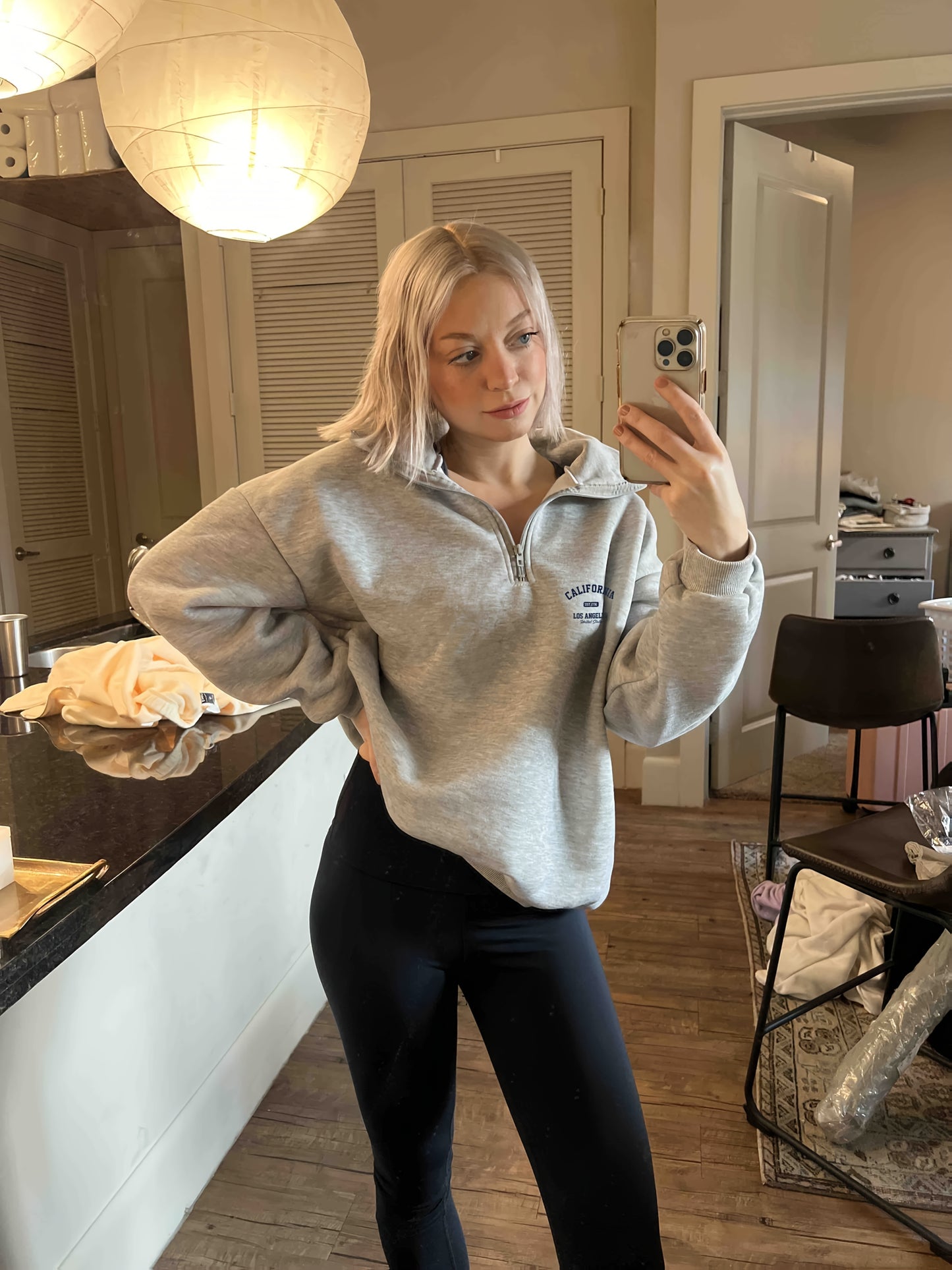Women's "California Los Angeles" Letter Print Lightweight Zip-Up Sweatshirt - Casual High Neck, Long Sleeve, Polyester, Machine Washable - Perfect for All Seasons