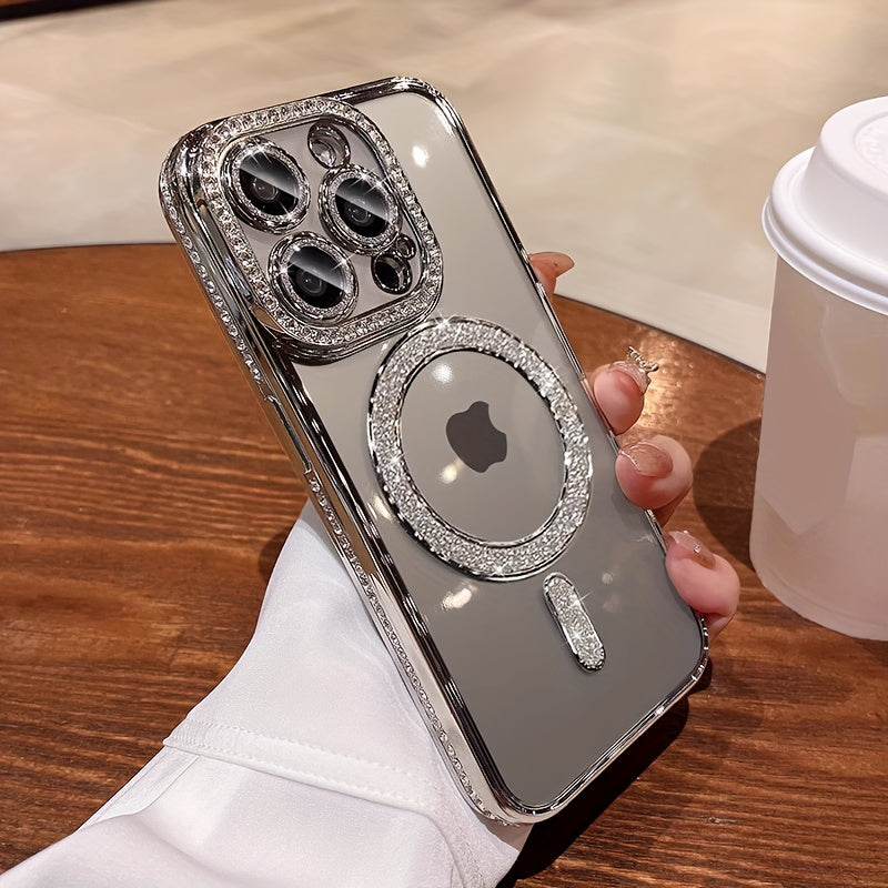 Նոր ոճի Magnetic բջջային հեռախոսի պատյան Rhinestones-ի համար iPhone 16 15 14 13 12 11 Plus Pro Max-ի համար