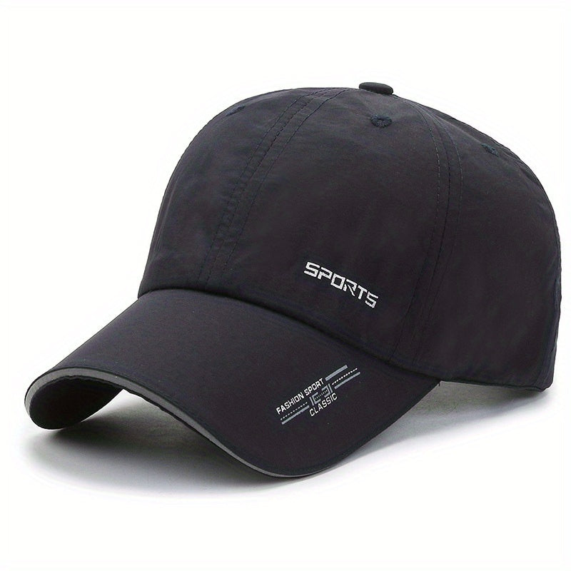Unisex Polyester Baseball Cap, Quick-Dry Breathable Duck Hat with Reflective Strip, Sun Protection Snap Closure, Hand Wash Only, Stretch Fit for Spring/Summer Outdoor Travel Sports