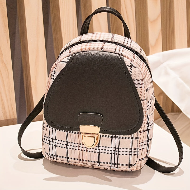 Adjustable Strap Grid Backpack, Cute Backpack, Zipper Casual Shoulder Bag, Card Wallet, Casual Phone Pouch, Leisure Camera Bag, Coin Purse, Key Pouch, Shoulder Bag, Crossbody Bag, Convertible Backpack.