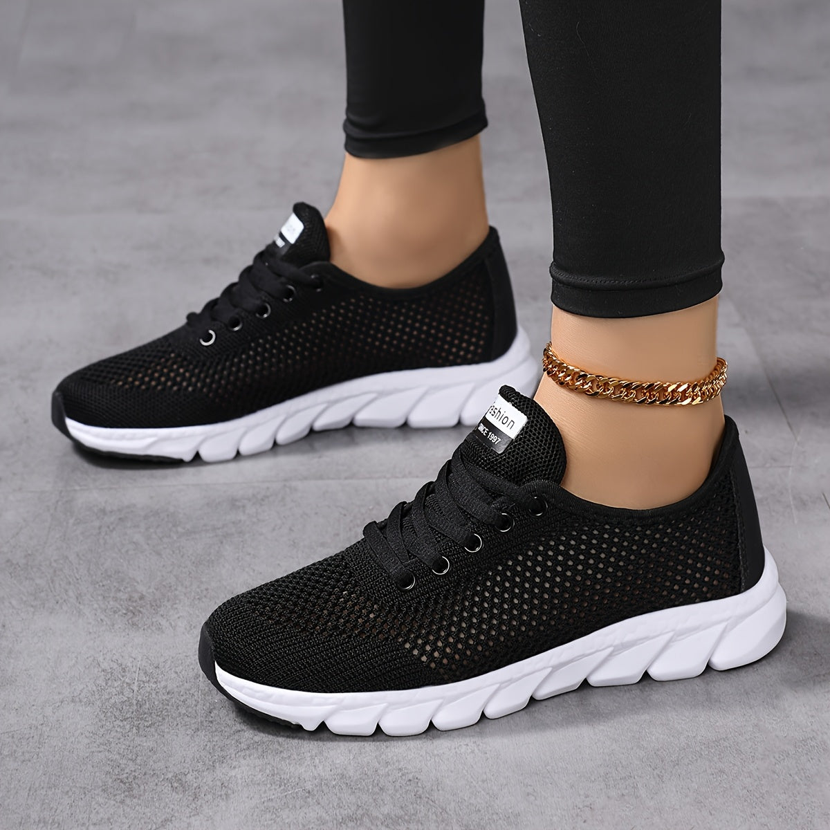 Women's Breathable Mesh Sneakers, All-Season Low Top Lace-Up Shoes with Plain Toe, EVA Upper & Sole, Fabric Inner & Insole - Comfortable Athletic Footwear, High Top Sneakers