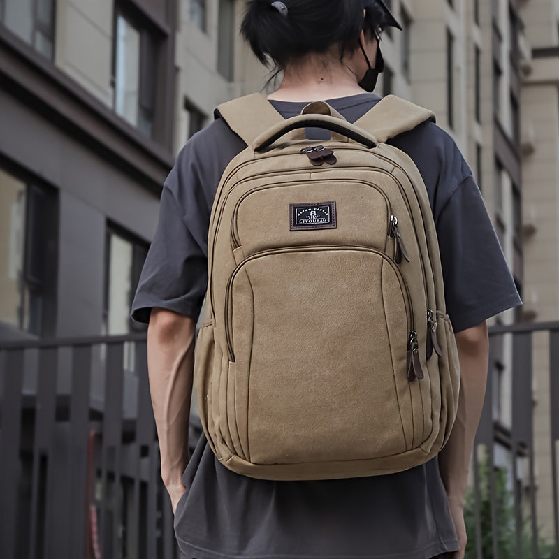 Men's Large Capacity Travel Backpack - Lightweight Laptop Bag with 39.62cm Laptop Compartment, Multiple Zippered Pockets, Padded Shoulder Straps - Durable Backpack for Business, School, Vacation - Tan/Brown