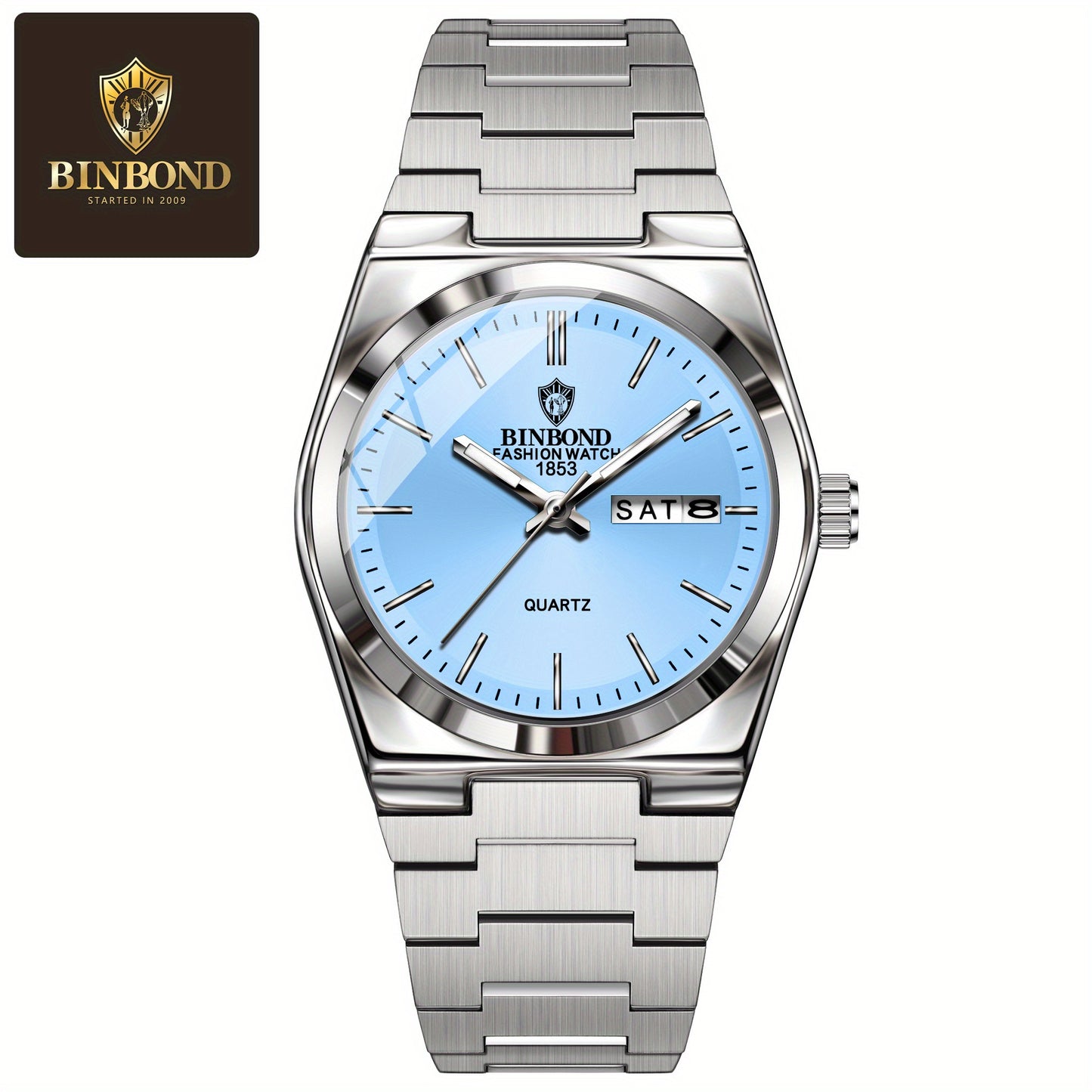 BINBOND Women'S Fashion Watch, Double Calendar, Quartz Movement, Stainless Steel Band, Round Case, Ideal for Daily Wear & Gifting, Stylish Accessory|Minimalist Design|Durable Watch
