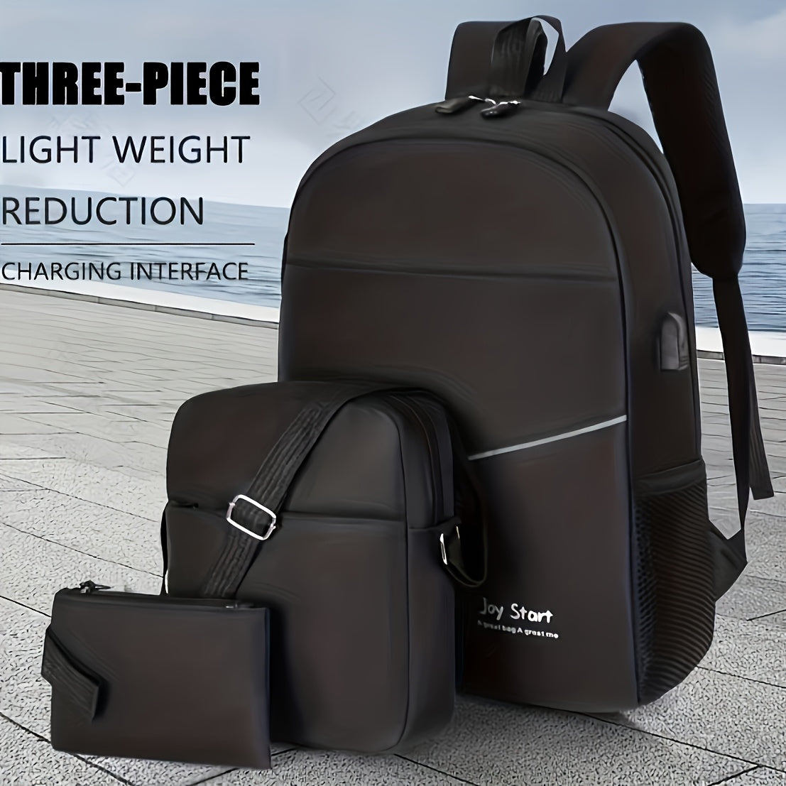 Business Laptop Backpack Business Charging Large Capacity Casual Three-Piece Set Bag