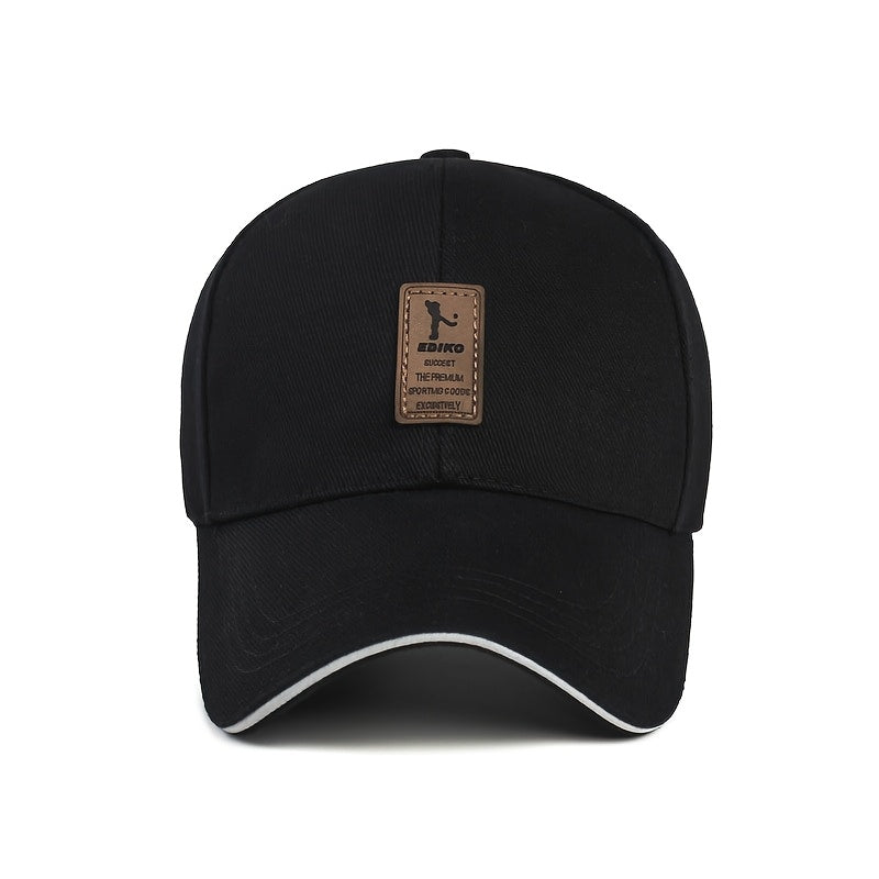 EDIKO Unisex Baseball Cap, 100%, Breathable Sun Protection Hat for Men & Women, Casual Outdoor Golf Cap, Woven, Hand Washable - Black