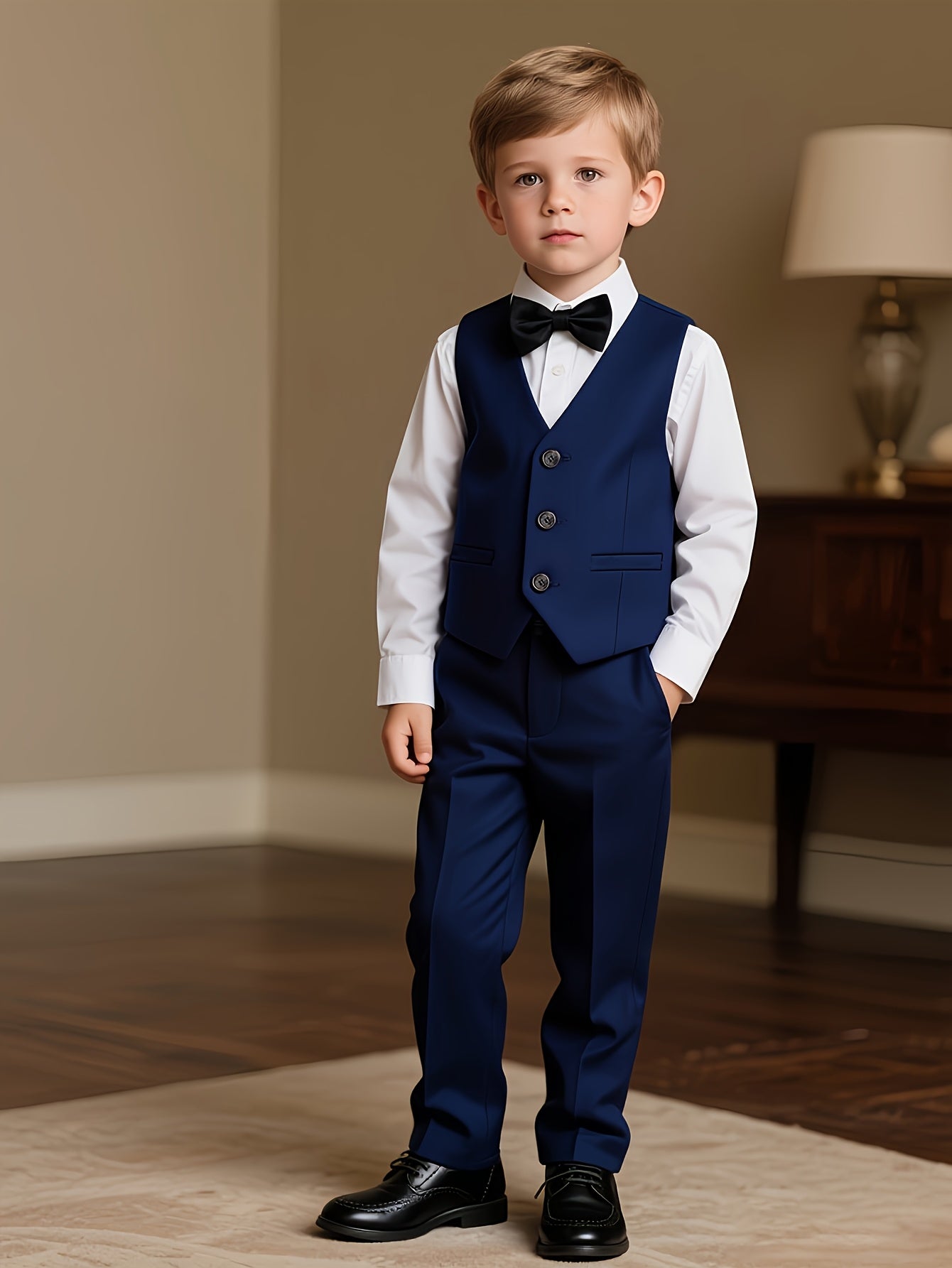 Boys' Formal Suit Set with Jacket, Vest, Trousers & Bow Tie