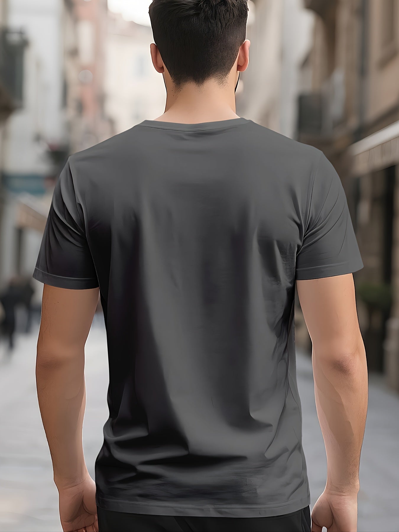 Men's Quick-Dry Summer T-Shirt with New York City Skyline Graphic Print - Breathable Moisture-Wicking Fabric, Regular Fit Round Neck Tee for Casual Outdoor Wear, Machine Washable, Comfortable Fit