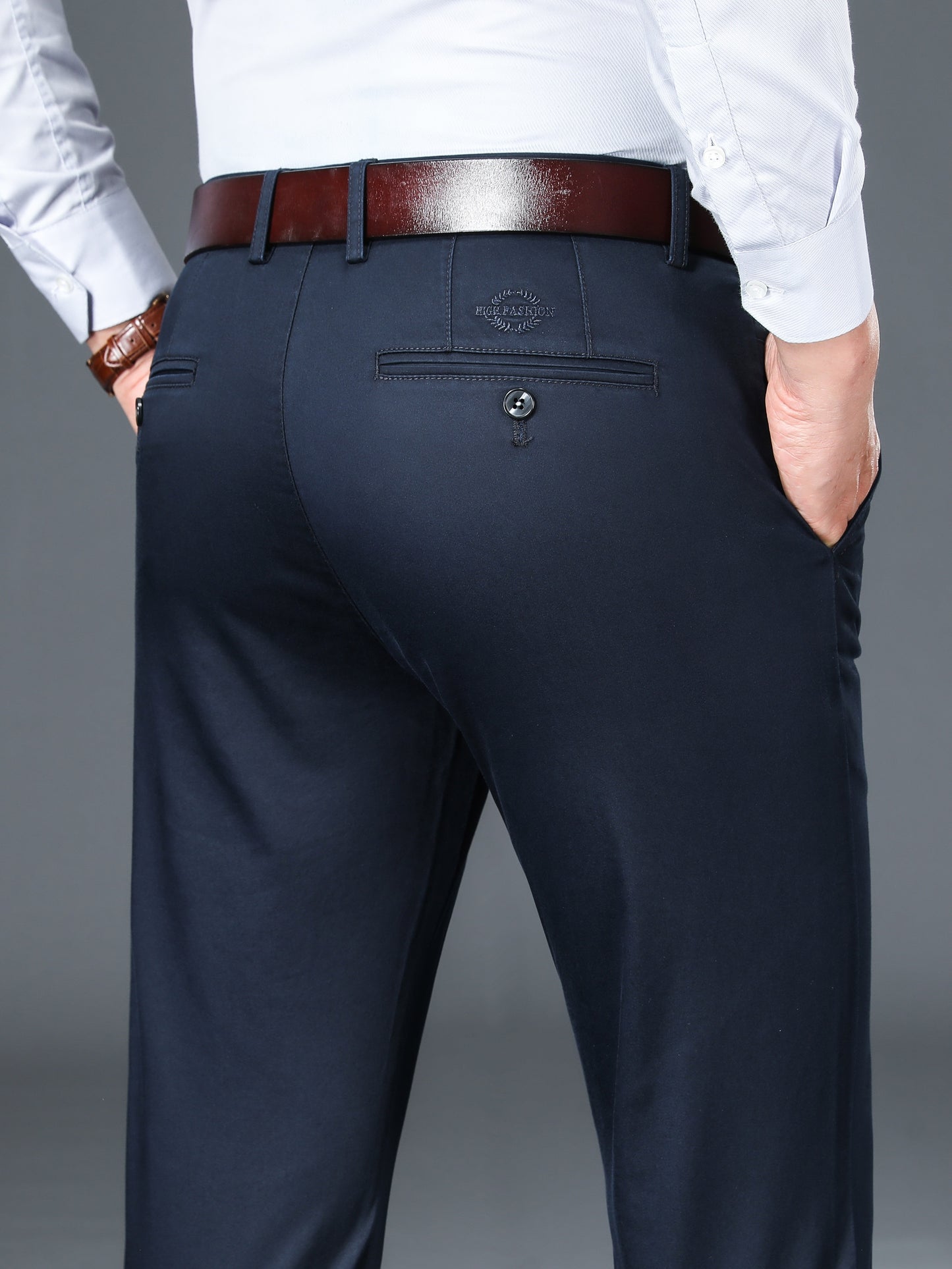 Men's Straight Leg Dress Pants, Men's Classic Design Pants for Business