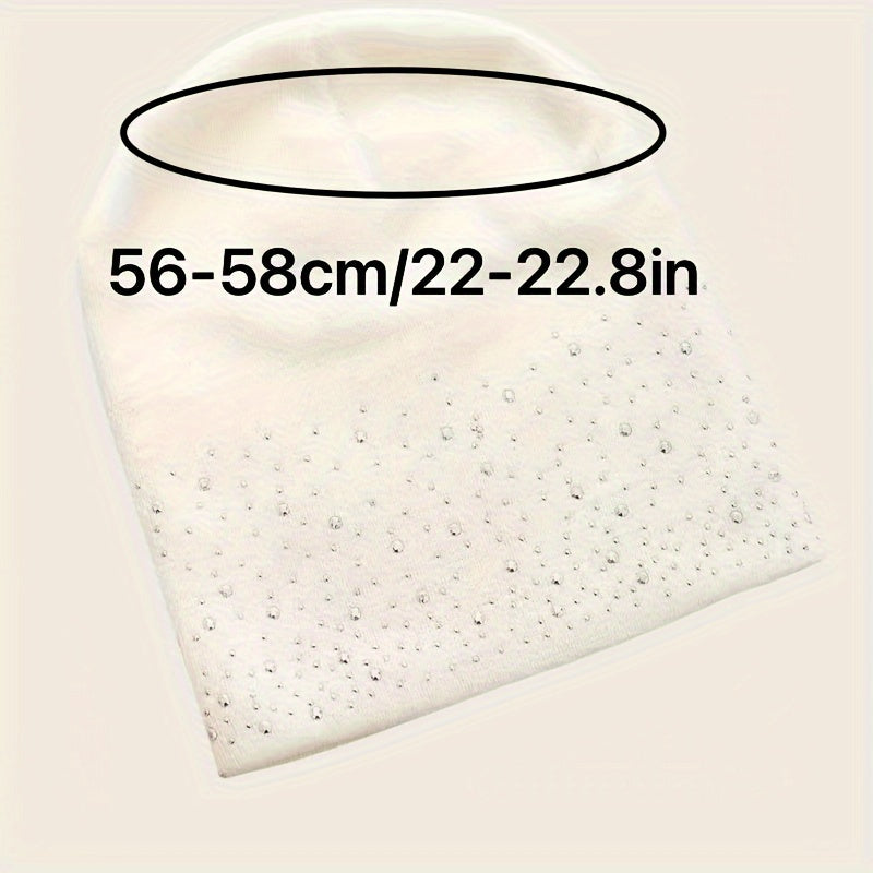 Y2K-Inspired Sparkling Rhinestone Beanie for Women - Breathable, Lightweight Knit Skull Cap with Elastic Fit, Perfect for All Seasons & Outdoor Adventures