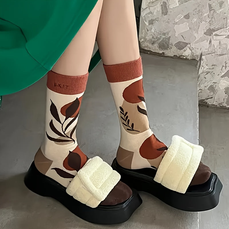 Women'S Mid-Calf Socks, Breathable And Sweat-Absorbing Socks for Spring And Summer, Available in 1/5/10 Pairs for Autumn.